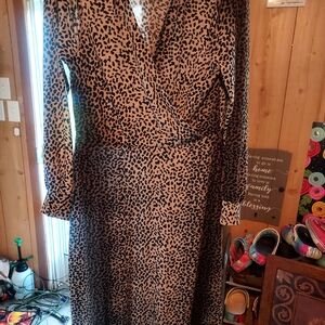 Elegant Animal Print Long Sleeve Dress